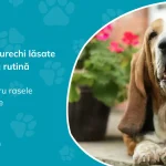 Câine cu urechi lăsate, rasă predispusă la otită, ilustrând factorii de risc auriculari