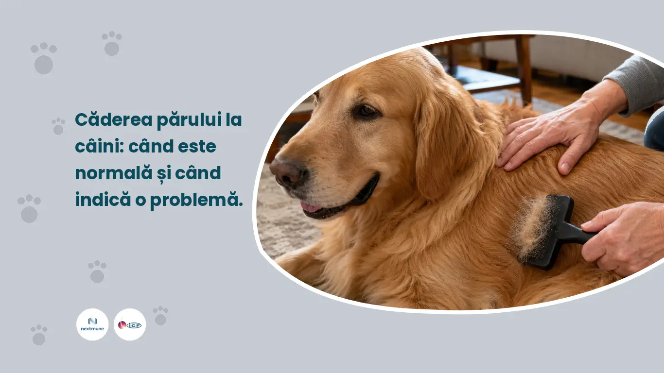 Proprietar periind blana unui câine, cu păr căzut vizibil pe perie